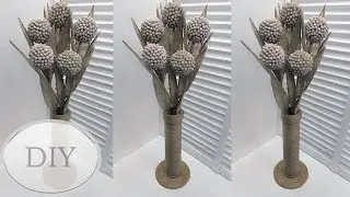 Цветы из ватных палочек и мешковины 🌼 Поделки из джута 🌼  Flowers of Wadded Sticks