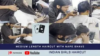 Indian women haircut | Long to short haircut | Nape shave | Medium length layercut | #napeshave
