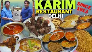 KARIM RESTAURNT DELHI MUTTON NAHARI CHICKEN KABAB BRAIN CURRY AT JAMA MASJID OLD DELHI STREET FOOD