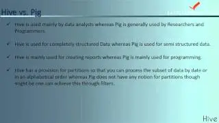 Comparison of Hive with HBase and PIG | Hive vs HBase | Hive vs Pig