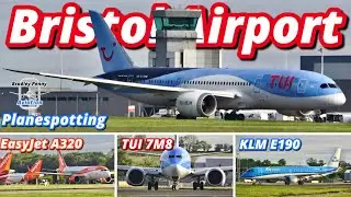 CLOSE UP Runway 27 SPOOL UPS - Morning RUSH Of Operations At Bristol Airport - B787, A32N, E190