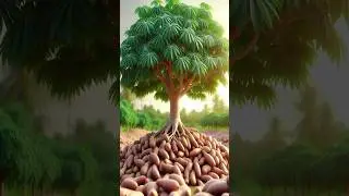easy and fast technique for planting and growing cassava trees from the trunk. #gardening