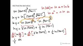 Using Logarithmic Differentiation to Differentiate a Product of Two Functions