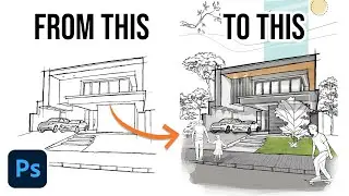 How to Digitalize ARCHITECTURAL SKETCH in Photoshop | MUST KNOW