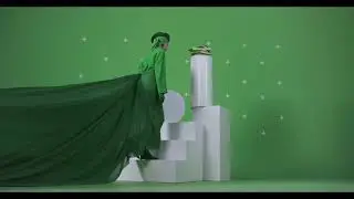 Green Screen girl on stairs Copyright free