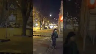 Khreschatik Street, Bogdan Khmelnitskiy Street, Full Moon & evening lights, Kyiv Ukraine. 08.03.2023