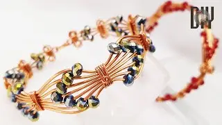 Arrow bracelets | thick bangles | small crystal beads | How to make | Wire jewelry | DIY 595