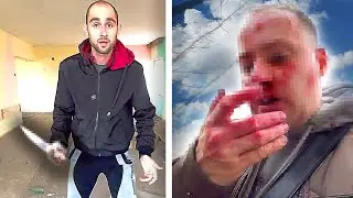 ПСИХ догнал МЕНЯ и СЛОМАЛ НО.. МАНЬЯК набросился на МЕНЯ с НО. Неадекват БЫДЛО Хотел меня ЗАВАЛИТЬ