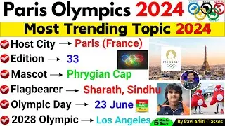 Paris Olympics 2024 GK | Paris Olympics Important Question | Sports Current Affairs 2024