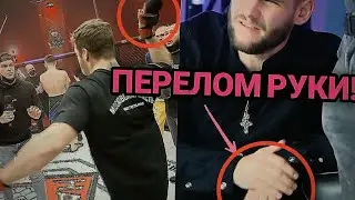 Зачем Армеец бросил микрофон в Сушиста? Жесткая драка в клетке. ПЕРЕЛОМ КИСТИ