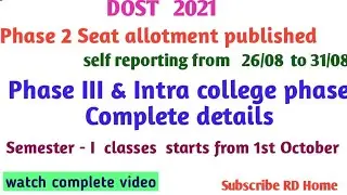TS DOST Phase 2 results  Phase 3 weboptions Intra College Phase I phase 2 Seat allotment published