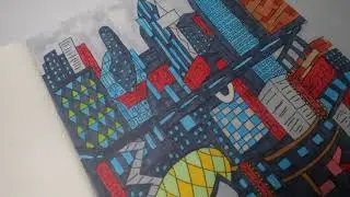 Modern City Skyline Drawing