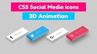 CSS 3D Social Media Icons Animation Hover Effects | CSS Isometric Effects
