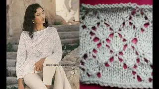 Ажурный узор спицами  Очень красивая и простая кофта