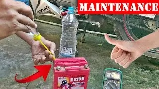 Distilled water refilling in bike battery at home | Maintenance of bike battery |