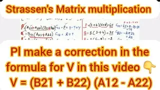 Lec43: Strassen's Matrix Multiplication- Divide and Conquer
