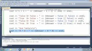 C++ Win32 Console Tutorial 12 - Simple Truth Tables - Boolean Algebra