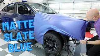 Matte Blue Tesla Model Y - Vinyl Wrap