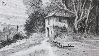 Simple Scenery Art with Pencil sketch and Shading | Easy Art