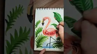 Рисуем фламинго гуашью просто и легко.