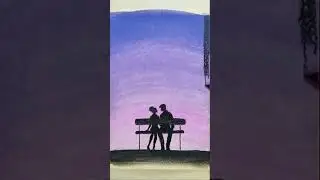 Romantic couple - water soluble pastel drawing