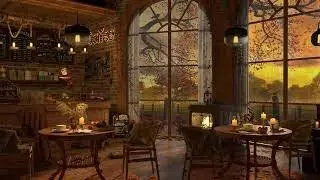 Autumn Night Coffee Shop Ambience ☕ Piano Jazz Music for Relaxing, Studying and Working.vol 01