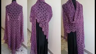 Шаль крючком для начинающих Супер легкий узор всего 2 ряда .