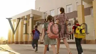 mother father lead child by hand school. group people rush lesson classroom. parental care first