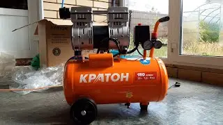Компрессор безмасляный Кратон AC-180-24-OFS, 24 л, 1 кВт.  Обзор.  Распаковка.