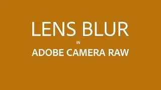 Lens Blur in Adobe Camera Raw (v16.3)