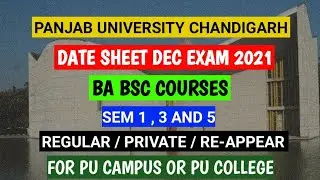 PU BA / BSC DATE SHEET DEC 2021|PU AFFILIATED COLLEGE DATESHEET DEC EXAM 2021|DHE COLLEGE DATE-SHEET