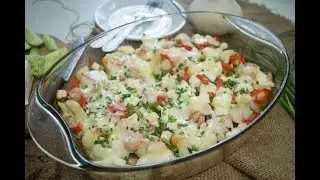 Цветная капуста с курицей в духовке