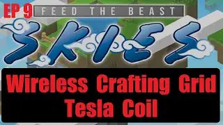 (English) Refined Storage Crafting Grid + Tesla Coil  - Ep 9 FTB Feed The Beast Skies Minecraft 2023