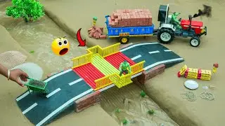 diy mini tractor Build a concrete bridge using bricks and metal science project | @topminigear