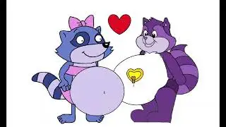 Pinch Raccoon and Bright Heart Raccoon Belly Inflation Animation 