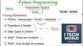 Python Programming Important Questions for All 5 Units for AKTU exam BCC302/402 & Important Programs