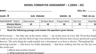 10th class english fa1 question paper  2024-2025 model paper