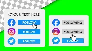 Instagram, Facebook, Twitter Green screen, transparent | Animation Follow Button free download