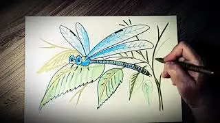 Как нарисовать стрекозу. Простой поэтапный видео урок для начинающих.