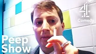 Mark Smokes Pot In The Lazerbowl Toilets | Peep Show