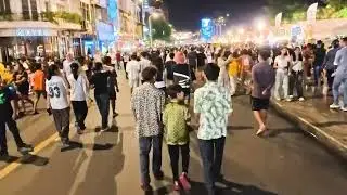 A lot of people at walking street Phnom Penh