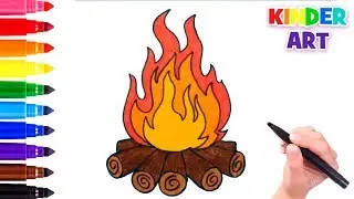 How To Draw a Campfire (Bonfire) Step by Step Easy