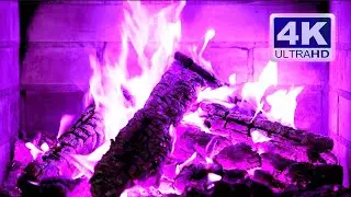 🔥 PURPLE Fireplace 4K! Colorful Fireplace Burning with purple flames. Halloween 2024