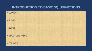 Basic Sql Functions Explained