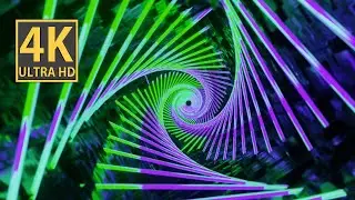 Abstract Background Video 4k Screensaver TV 10 h VJ LOOP NEON Green Purple Visuals Hypnotic Triangle