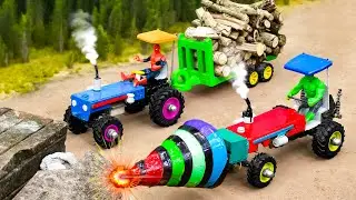 Diy tractor making mini rock drill machine to repair road | toy tractor videos working on the farm