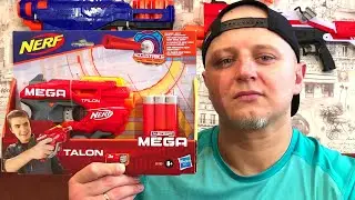 [ОБЗОР НЕРФ] Nerf Mega Talon Распаковка, тестовая стрельба! Нерф обзоры на русском.