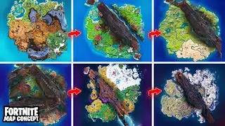 Fortnite Map Concept Evolution - All My Mothership Crash Map Concepts! (2021-2024)