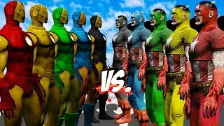 TEAM IRON MAN ZOMBIE COLOR VS TEAM CAPTAIN AMERICA ZOMBIE COLOR - EPIC SUPERHEROES WAR