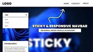 Sticky Respnosive Navigation Bar On Page Scrollling | Vanilla javascript | Fixed Navbar on scroll